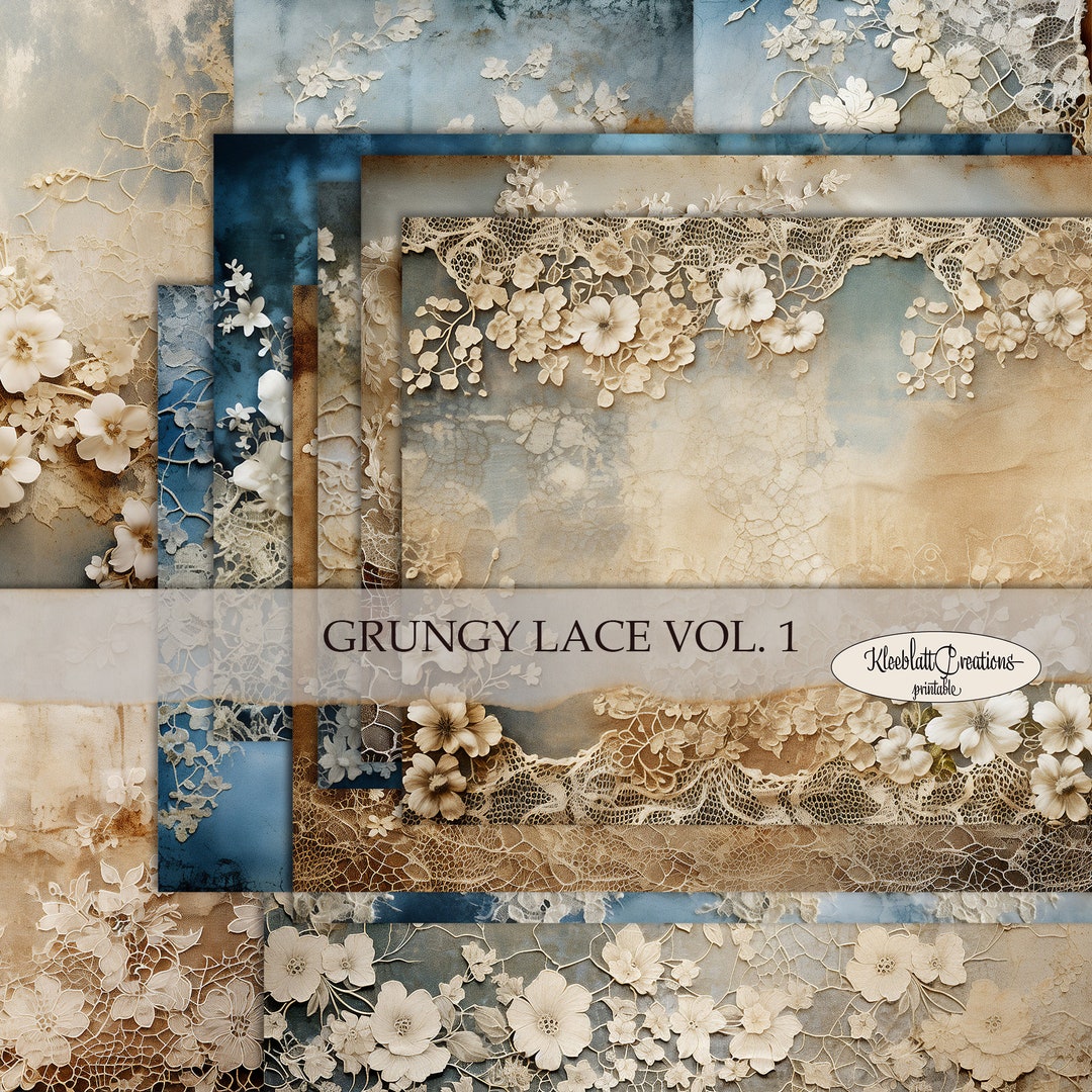 GRUNGY LACE VOL. 1 Junk Journal Pages, Printable Collage, Digital Paper ...