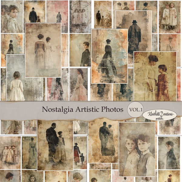 Nostalgie Artistique Photos Vol.1, Photos vintage, Éphémères, Embellissements, Cartes de journalisation, Junk Journal, Papier numérique, Scrapbook