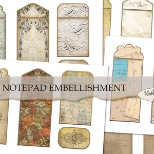 vintage NOTEPAD EMBELLISHMENT, Zettelhalter, Cover für Notizheftchen, vintage Verschönerung für Notizzettel, Digital Download