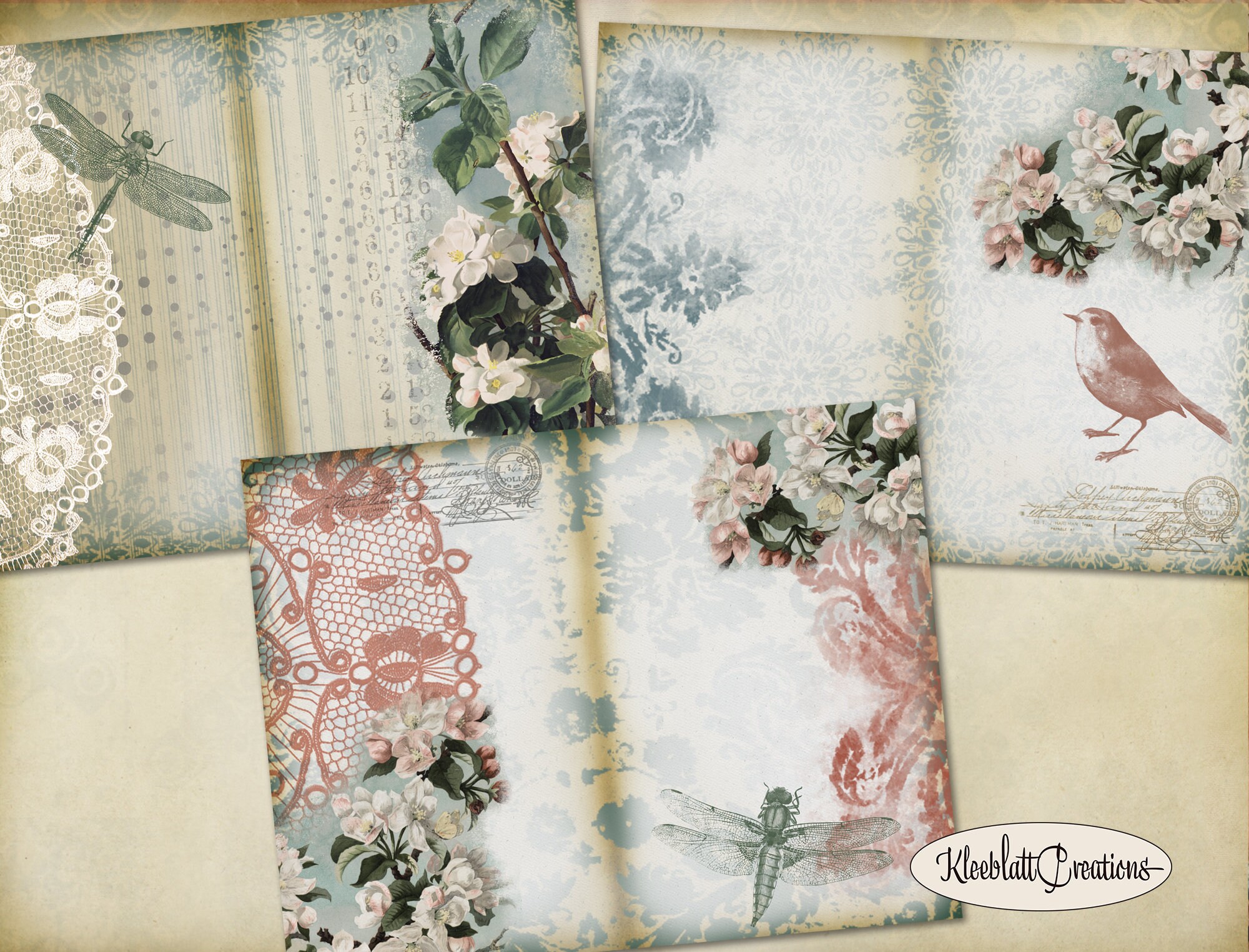 Vintage Junk Journal Digital Paper Pack Prints, Flower Printable ...