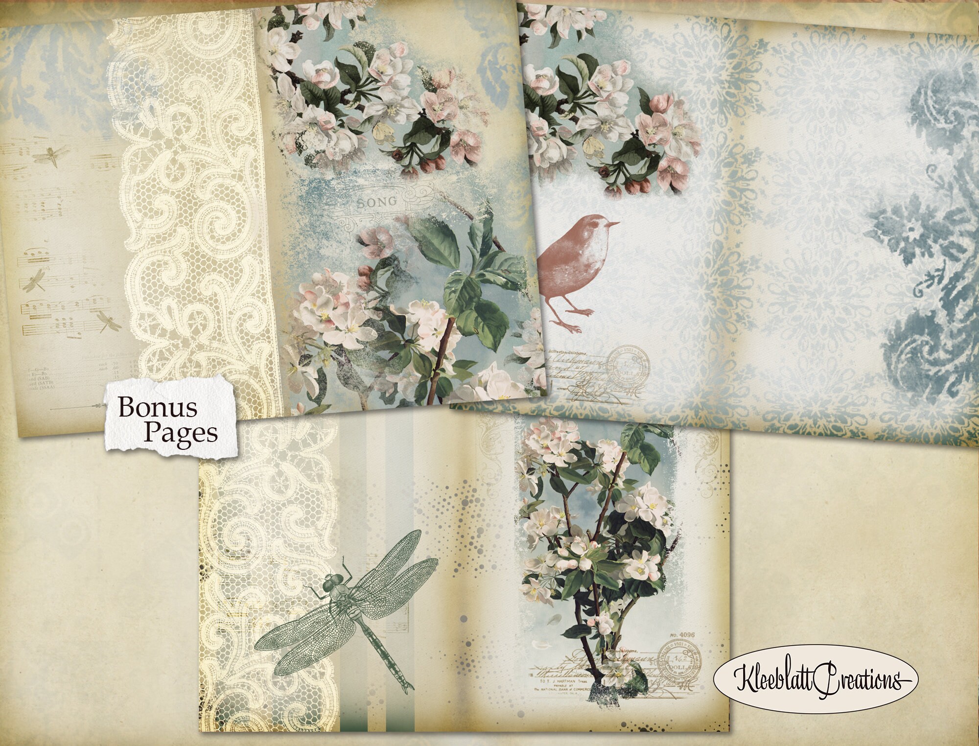 Vintage Junk Journal Digital Paper Pack Prints, Flower Printable ...