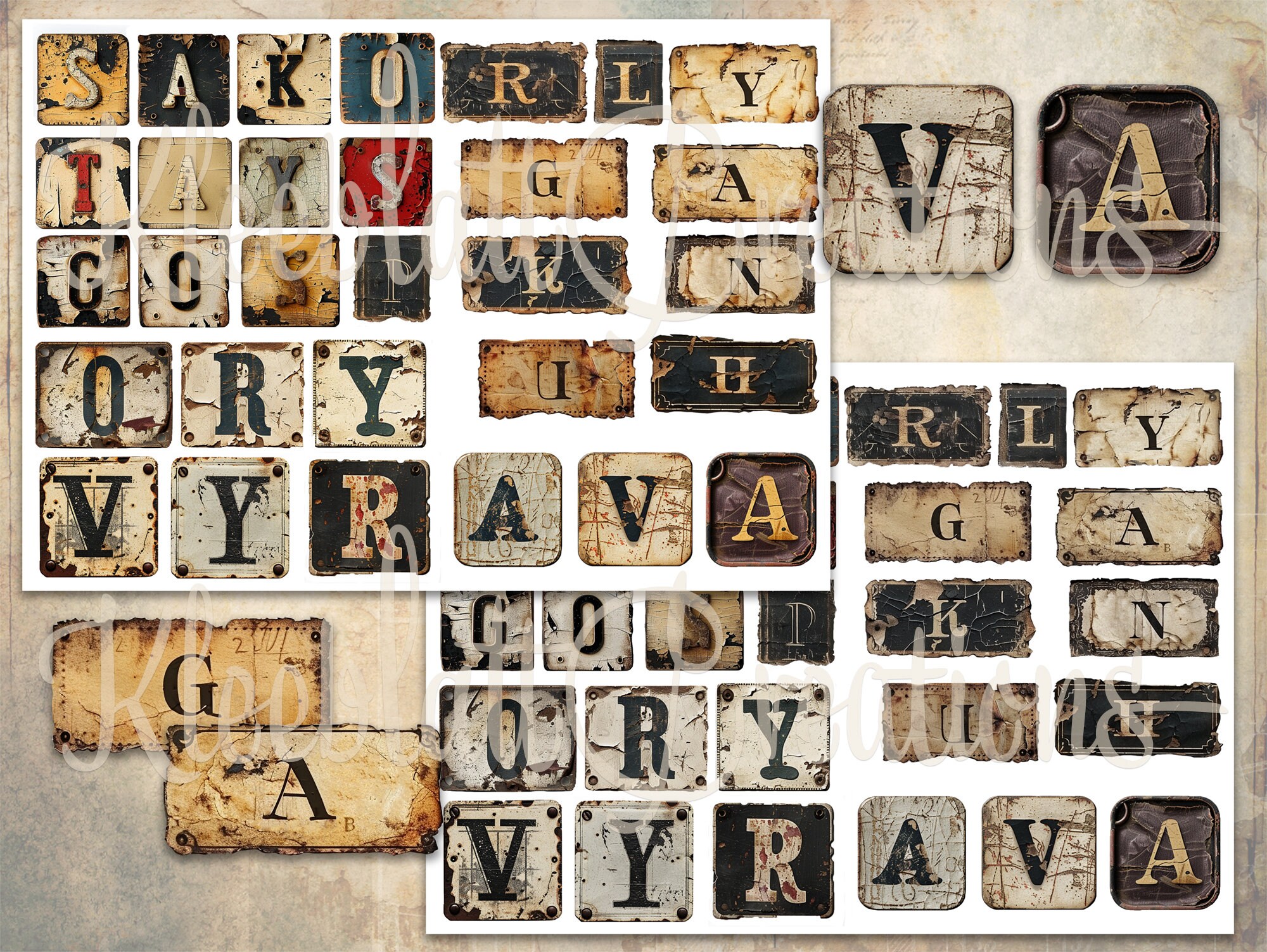 LETTER LABELS Grungy Vintage Labels, Letter Ephemera, Collage Elements ...