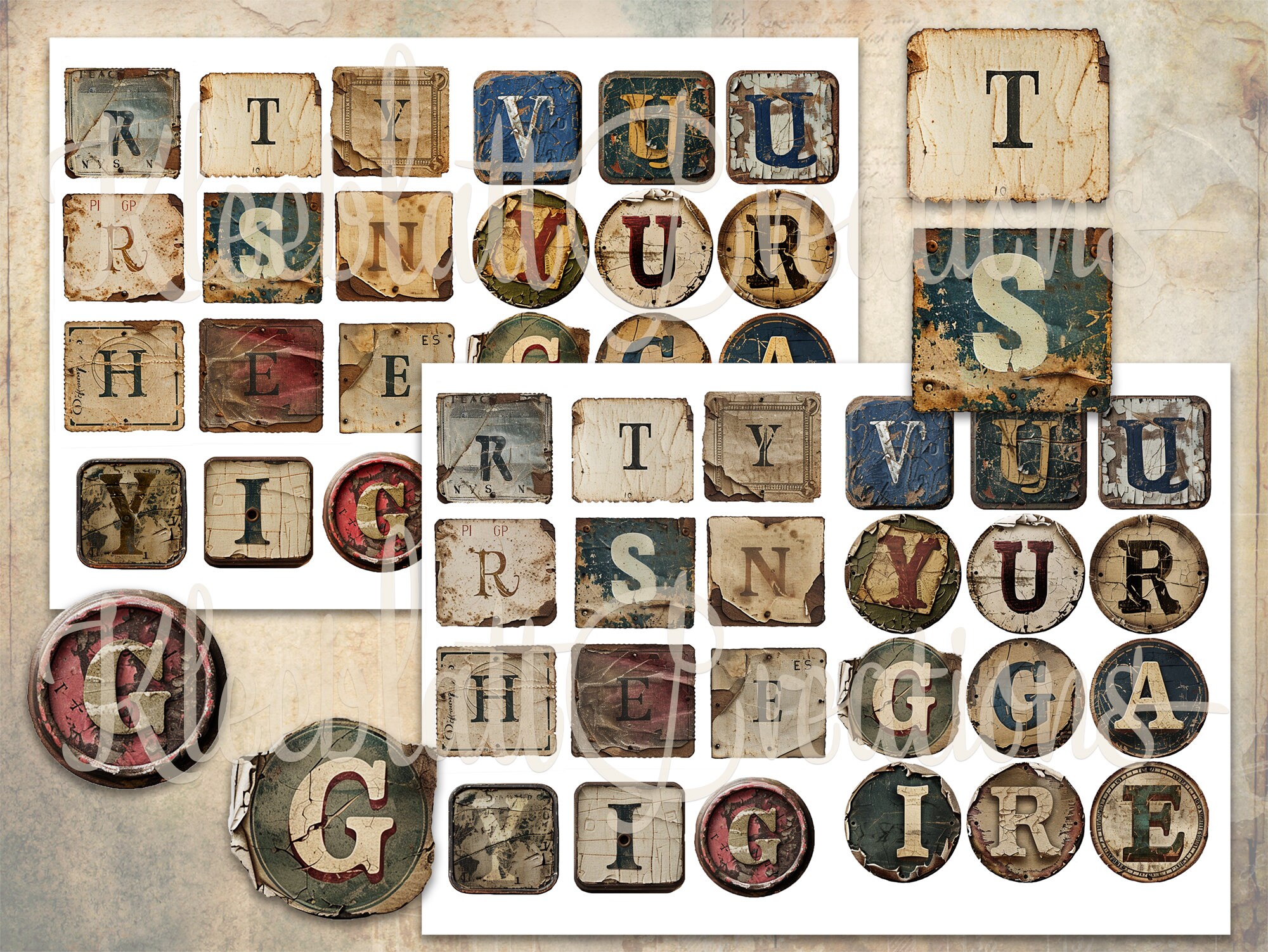 LETTER LABELS Grungy Vintage Labels, Letter Ephemera, Collage Elements ...