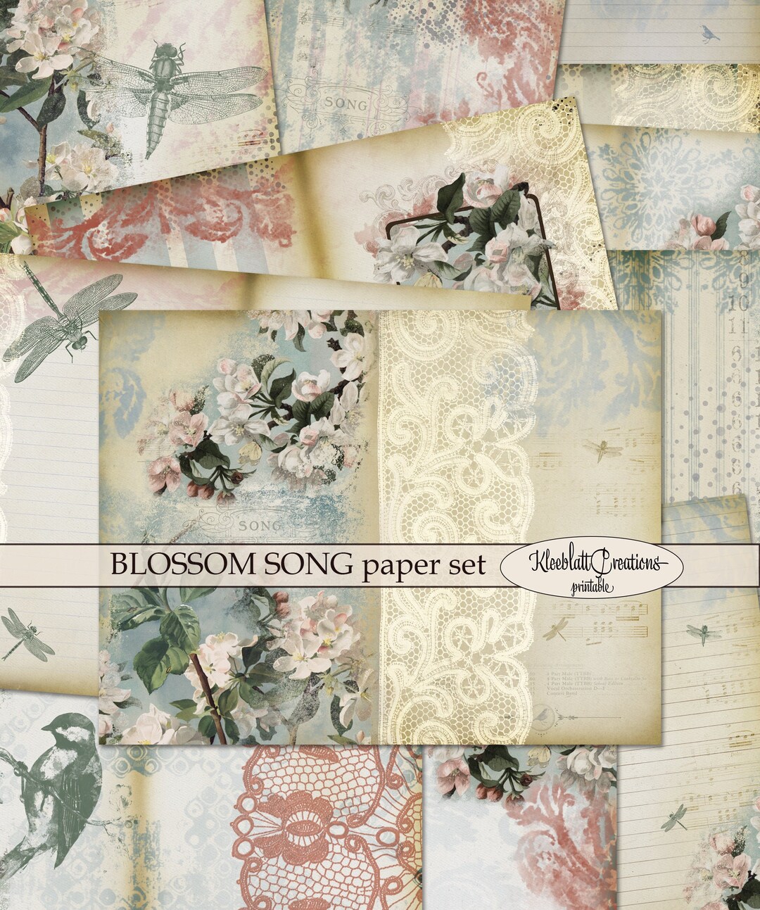 Vintage Junk Journal Digital Paper Pack Prints, Flower Printable ...