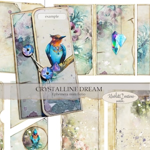 CRYSTALLINE DREAM Ephemera mini folio, mini project, craft kit, printable gift, junk journaling, scrapbooking, digital download, DIY