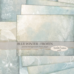 BLUE WINTER FROZEN Journal podstawowe strony, papiery kolażowe, strony tła, notatnik, Digital Download