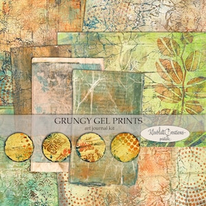 GRUNGY GEL PRINTS Journal Kit, Collage Papiere, Scrapbook, digitaler Download A4