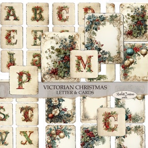 Lettre et cartes de NOËL victoriennes, éphémères imprimables, embellissements, cartes de journalisation vintage, Junk Journal, papier numérique, artisanat en papier