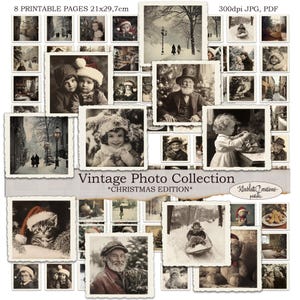 Coleção de fotos vintage - edição de Natal, coisas efêmeras para impressão, enfeites, cartões de registro no diário, diário indesejado, papel digital, artesanato em papel