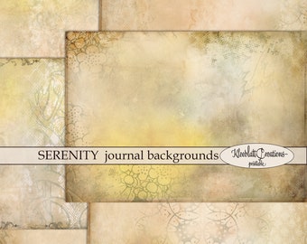 SERENITY Journal Backgrounds, Printable Pages, Digital Sheets, Scrapbook Paper, Floral, Paper Pack, Digital Download