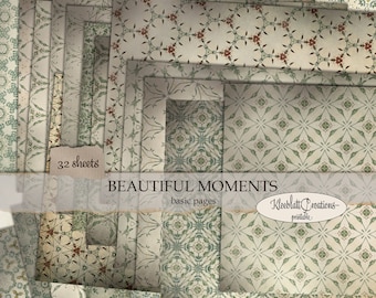 Junk Journal Basic Pages BEAUTIFUL MOMENTS, Papiers de collage, Pages d’arrière-plan, Scrapbook, Feuilles de motifs, Téléchargement numérique DIN A4