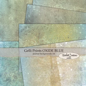 Gelli Prints OXIDE BLUE, Journal Pages, Collage Papers, Background Pages, Scrapbook, Digital Download A4