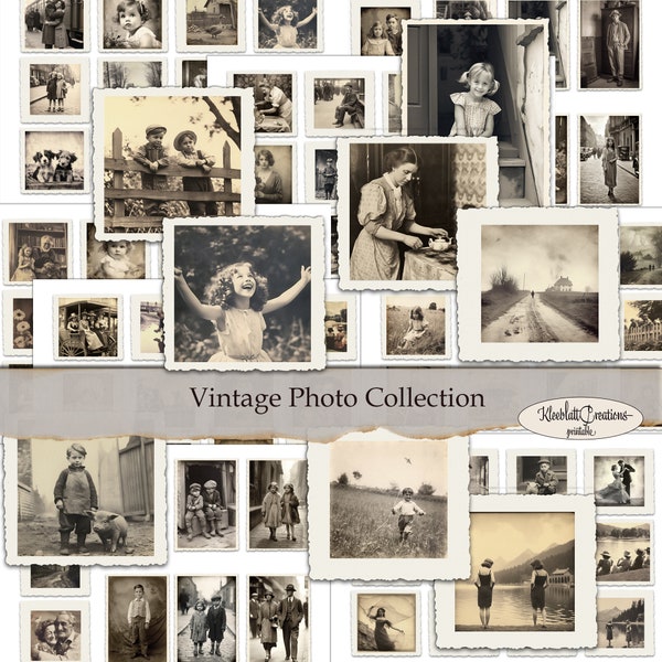 Collection de photos vintage, éphémères imprimables, embellissements, cartes de journalisation, journal indésirable, papier numérique, artisanat en papier