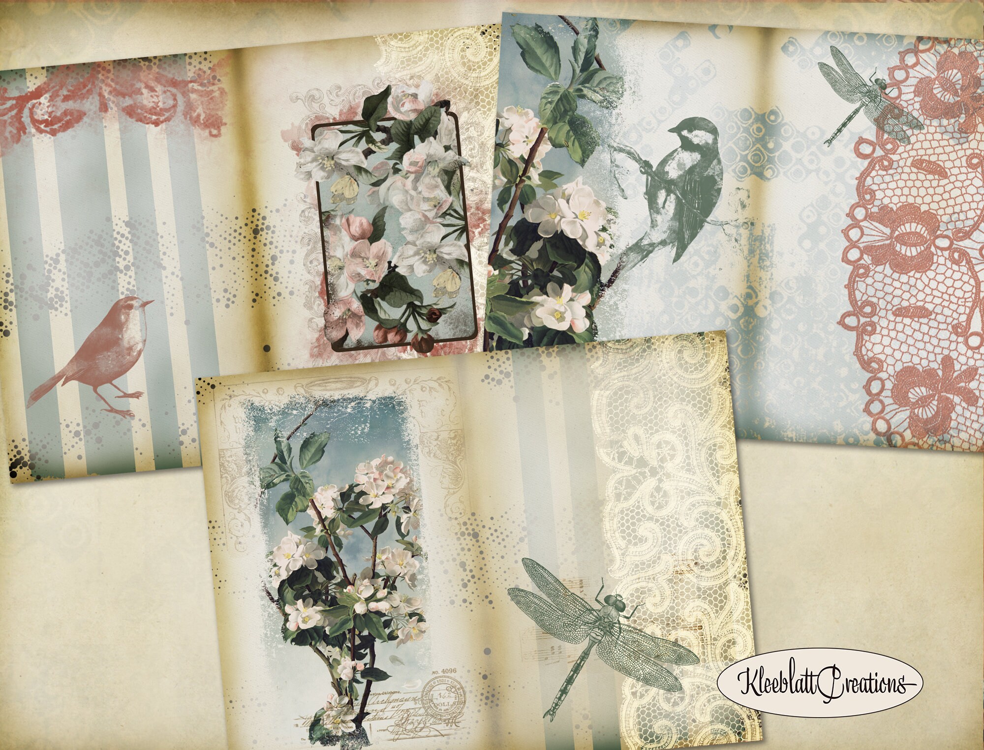 Vintage Junk Journal Digital Paper Pack Prints, Flower Printable ...