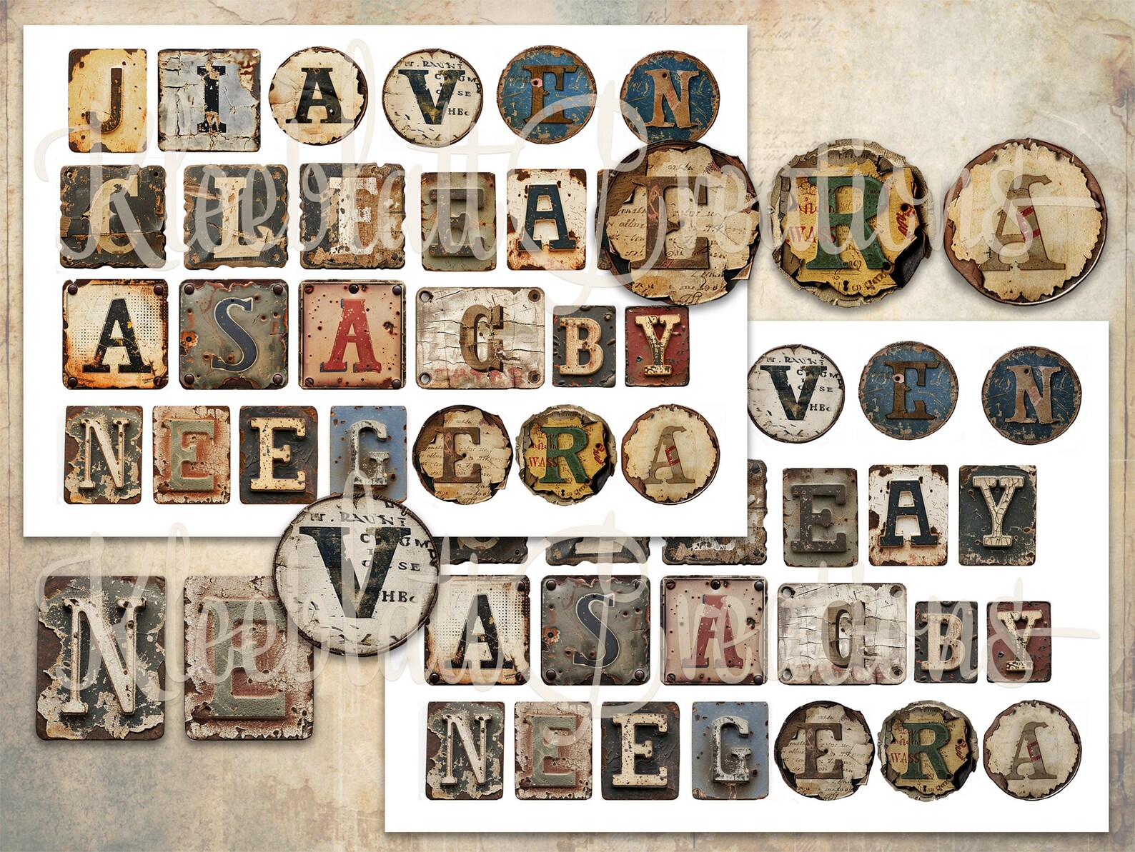 Single Letter Labels LETTER LABELS Grungy Vintage Labels, Letter Ephemera, Collage Elements ...