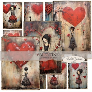 Cartes de journalisation VALENTINE, Journal imprimable Éphémères, Embellissements de la Saint-Valentin, Éléments de collage, Artisanat en papier, Scrapbook, Amour, BRICOLAGE