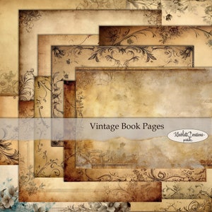 Vintage book pages, inside pages of old books, junk journal pages to print, scrapbook paper, design paper, digital paper, A4