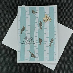 Carte bleue pour se rétablir, carte de vœux, carte pour lui, carte oiseaux dans les arbres
