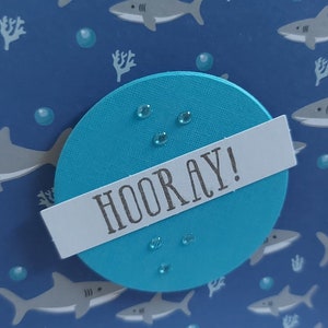 Carte d’anniversaire de requin pour enfants, carte de vœux, carte pour lui, carte océan bleu
