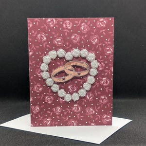 Carte de mariage, carte de voeux, carte de roses, carte de coeur, alliances en argent