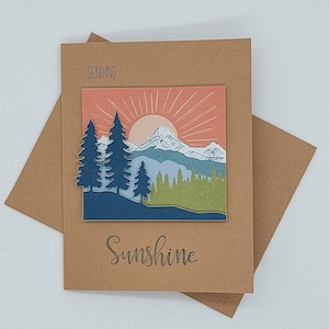 Carte de rétablissement à la montagne, carte de voeux, carte pour lui, carte d'envoi de soleil