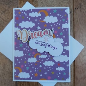 Carte d'encouragement ciel violet, carte pour elle, carte de voeux, carte de rêve