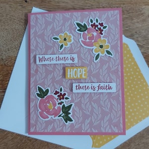Carte d'encouragement rose, carte de voeux, carte pour elle, carte d'espoir et de foi