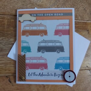 Van travel card, greeting card, road trip card