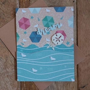 Carte d'encouragement à la plage, carte de voeux, carte pour elle, carte de rêve