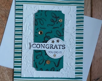 Green congratulations card, greeting card, card for her, card for him