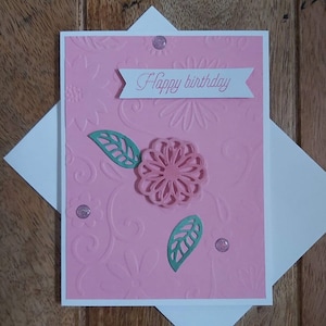 Carte anniversaire rose maman, carte de voeux, carte anniversaire pour elle, carte fleur rose