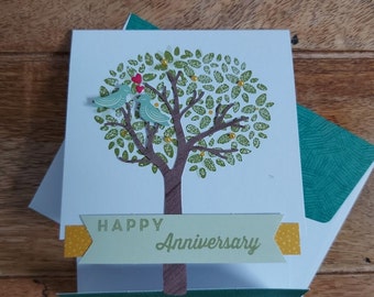 Husband love birds anniversary card, greeting card, tree card