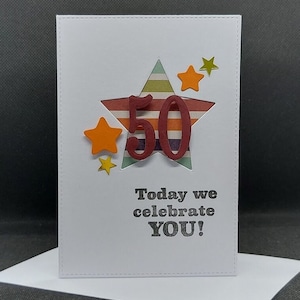 Carte amusante des 50 ans, carte de voeux, carte étoile rayée, carte pour lui