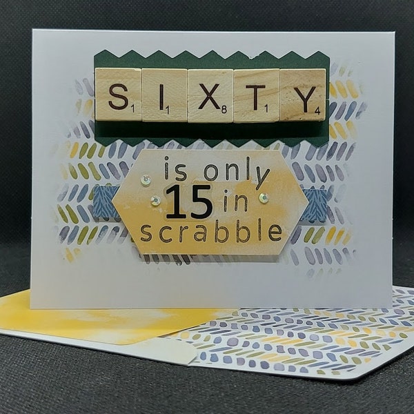 60th birthday card, greeting card, scrabble tile card