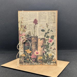 Carte d'encouragement, carte de voeux, livres vintage et fleurs, vous êtes les meilleurs dans ma carte de livre