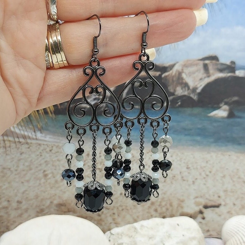 Gunmetal statement earrings sale