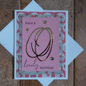Carte d'anniversaire rose, carte de voeux, carte d'anniversaire pour elle, rose et or
