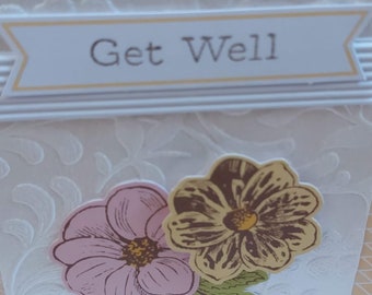 Yellow get well card, greeting card, card for her, flower card