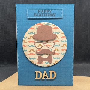 Carte d'anniversaire papa moustache, carte de voeux, carte bleu sarcelle et marron, vous êtes le meilleur, carte de joyeux anniversaire papa