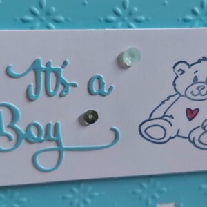Nouvelle carte de bébé garçon, carte de voeux, carte pour lui, carte bleue d'ours en peluche