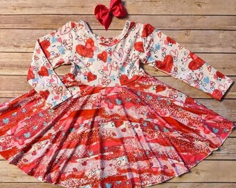 Triple Bow Back Hearts Twirl Kleid