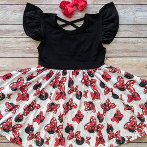 Mini Bows Solid Flutter Twirl Dress