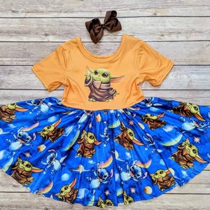 Grogu n Stitch Inspired Twirl Dress