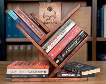 Personalized Tabletop Tree Bookshelf for Kids, Bookcase Solid Wood, Book Storage Organizer, Bookshelves, Bookshelf Decor