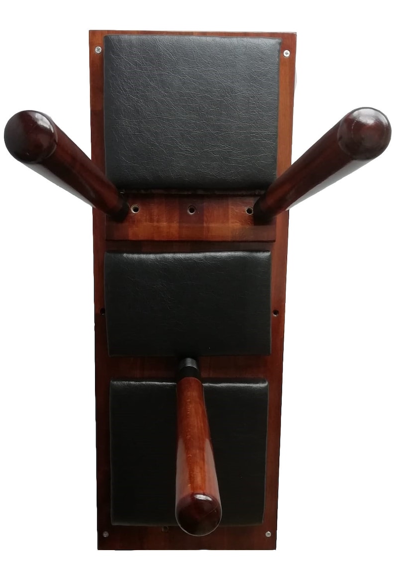 Wall Mounted Wing Chun Dummy Panel 3 Spring Arms Leather Etsy
