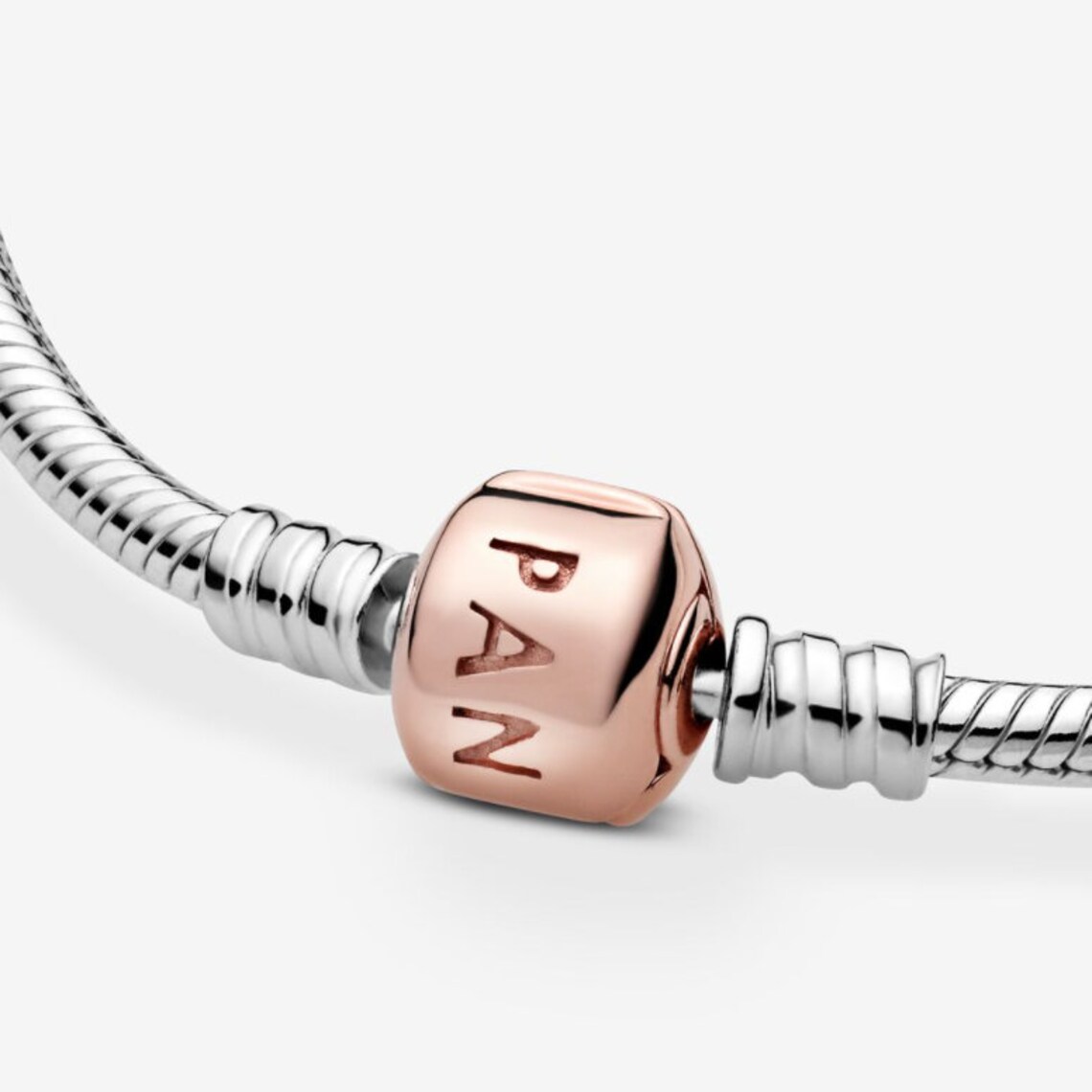 Pandora Moments Snake Chain Bracelet Rose Gold Silver Etsy
