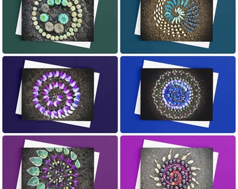 Spiral Note Cards - Set of 6 or 10 Cards & Envelopes Spiral Mandalas Meditation Nature Photo Art
