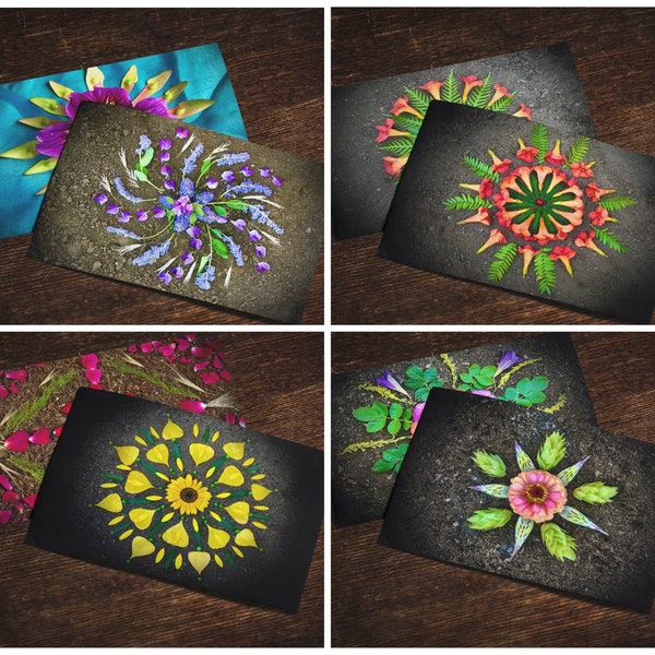 Postcards Set of 10 - Flower Variety Mandala Meditation Nature Photo Art