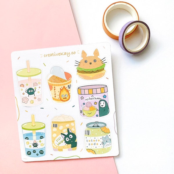 Cute Studio Ghibli Snack Sticker Sheet | Journal Stickers