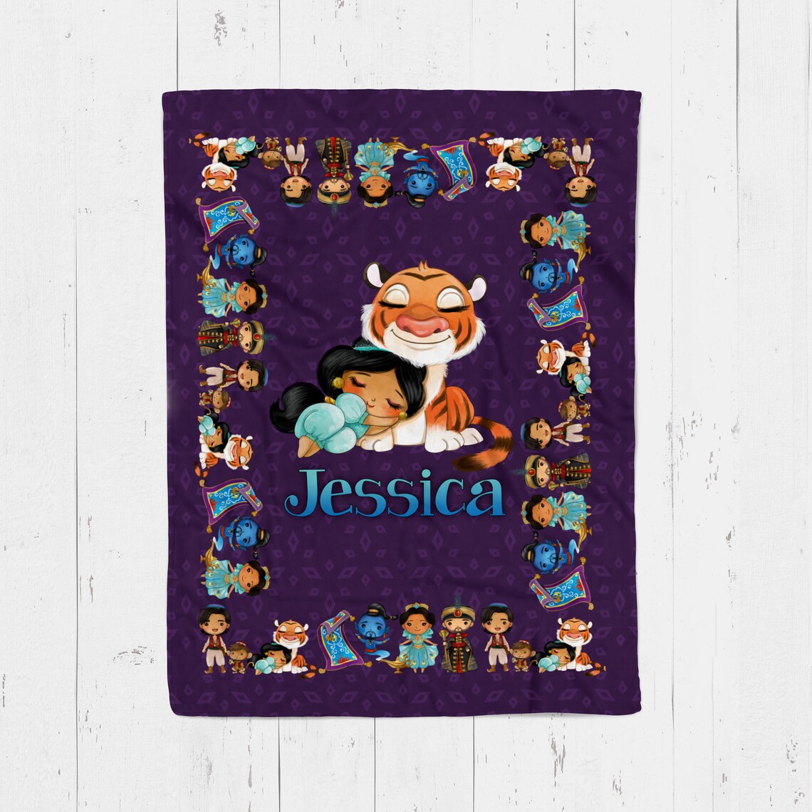 Aladdin Personalized Blanket Jasmine Princess Blanket Etsy